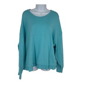 Athleta Sundown 2.0 Turquoise Oversized Long Sleeve Pullover Sweatshirt Size XL